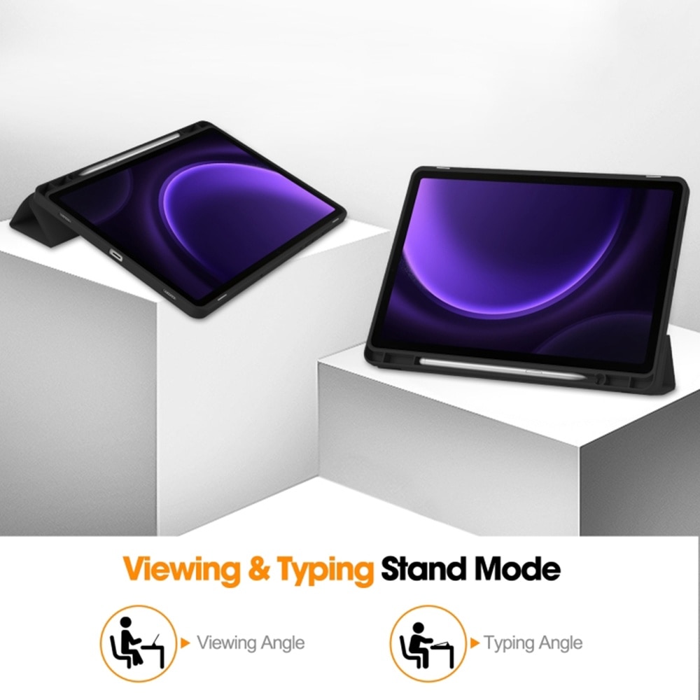 Husa pentru Samsung Galaxy Tab S9 / S9 FE usoara si subtire cu functie wake-up/sleep si compartiment pentru stylus tip stand - albastru