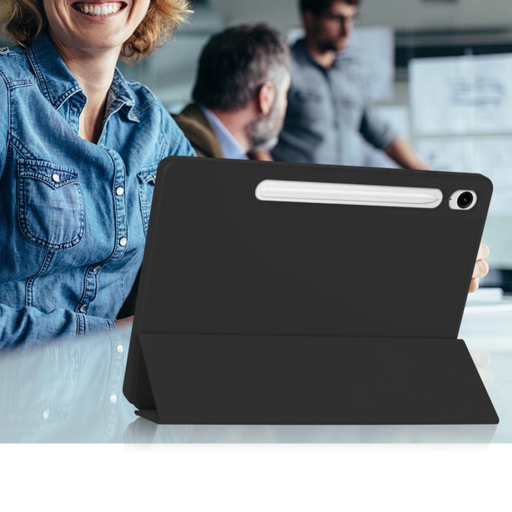 Husa pentru Samsung Galaxy Tab S9 / S9 FE usoara si subtire cu functie wake-up/sleep si compartiment pentru stylus tip stand - albastru