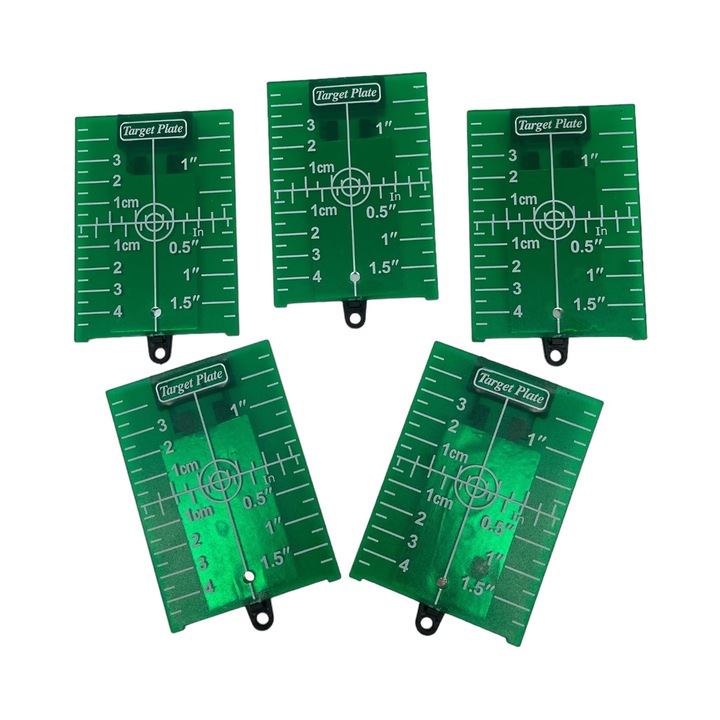 Set 5 tinte magnetice din plastic pentru nivela laser German Meister, 7.5 x 10.5 cm, verde
