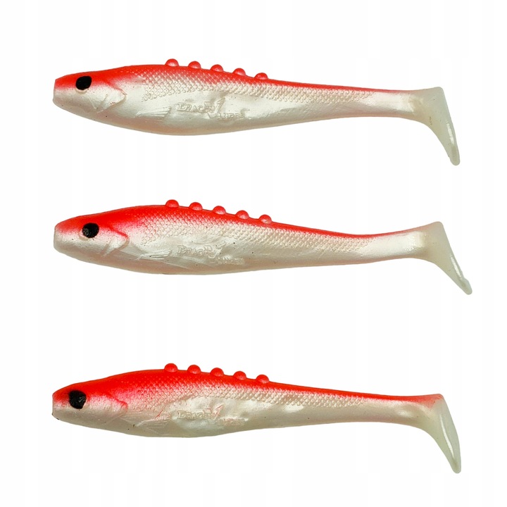 Guma artificiala Dragon Lunatic 8,5cm Pearl/Red, set 3 bucati, 5g