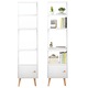 Biblioteca in picioare, dulap, alb, pentru carti, 5 rafturi, stil scandinav inalt, 180x50x30 cm Rebiko