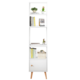 Biblioteca in picioare, dulap, alb, pentru carti, 5 rafturi, stil scandinav inalt, 180x50x30 cm Rebiko