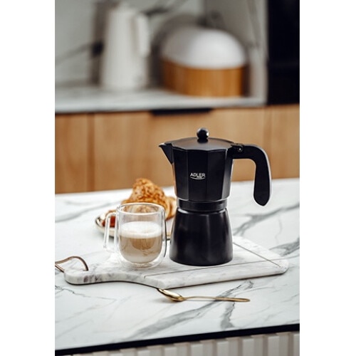 Espressor pentru aragaz, ADLER, 520ml, aliaj de aluminiu, negru