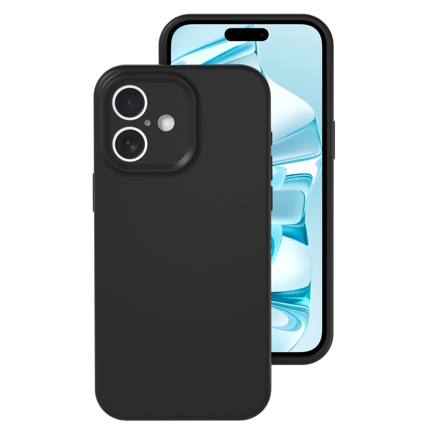 Husa pentru iPhone 16 Plus, Silicon Premium Catifelat, Protectie Camere, Negru