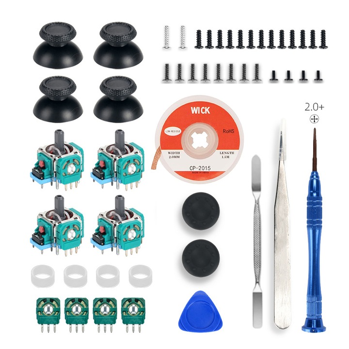 Analóg Joystick PS5 vezérlőkészlet, 4 joystickkal, 4 potenciométerrel, 4 hüvelykujjdal, 2 hüvelykujj fogantyúval, javítókészlettel, KINGTRONG®