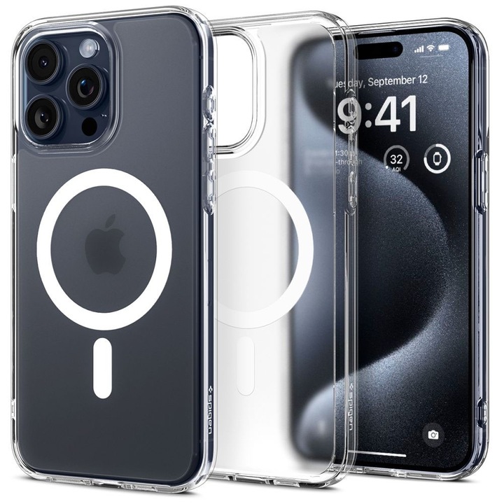 Ultra Hybrid MagSafe védőtok, iPhone 16 Pro Max telefonhoz, Szilikon TPU, Hőre lágyuló poliuretán, Ultra Safe Camera, Optim Solution, Frost White
