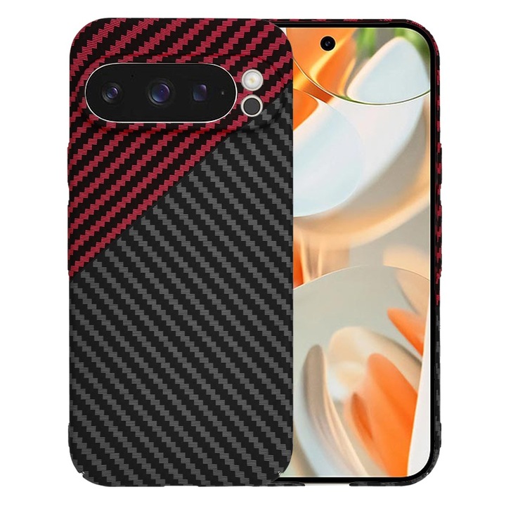 Google Pixel 9 Pro tok – Techsuit Carbonite FiberShell – Red Vortex