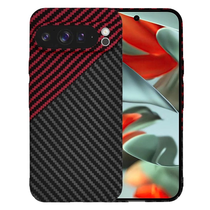 Tok Google Pixel 9 Pro XL telefonhoz – Techsuit Carbonite FiberShell – Red Vortex