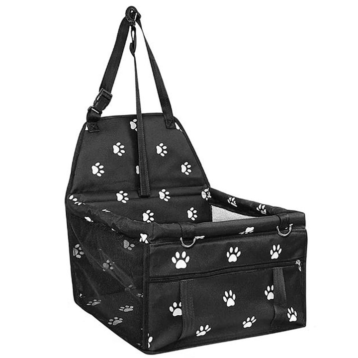 GREATON autóhuzat kis és közepes állatok, kutyák/macskák szállításához/ karcolásgátló védelem üléshez/padhoz, vízálló, tároló zsebbel és övvel, 40 x 30 x 40 cm, fekete