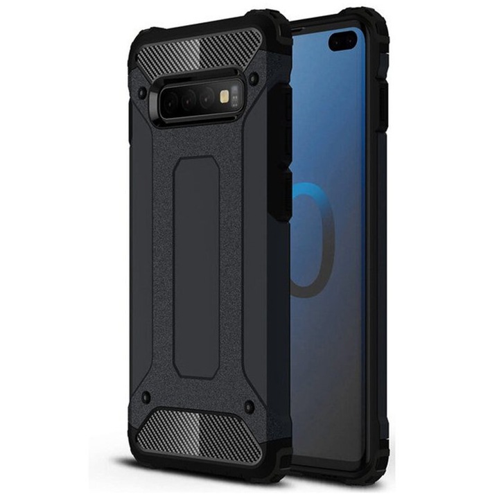 Husa de protectie compatibila cu Samsung Galaxy S10 Plus, Hybrid Armor, margini intarite, antisoc, TPU, Negru