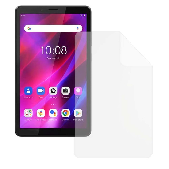 Силиконов филм с висока разделителна способност за Lenovo Tab M7 (3-то поколение), COMMANDO TAB PROTECT, Anti-Shock, Устойчивост на надраскване, ултратънък, олеофобен слой, висока чувствителност, лесно нанасяне, прозрачен