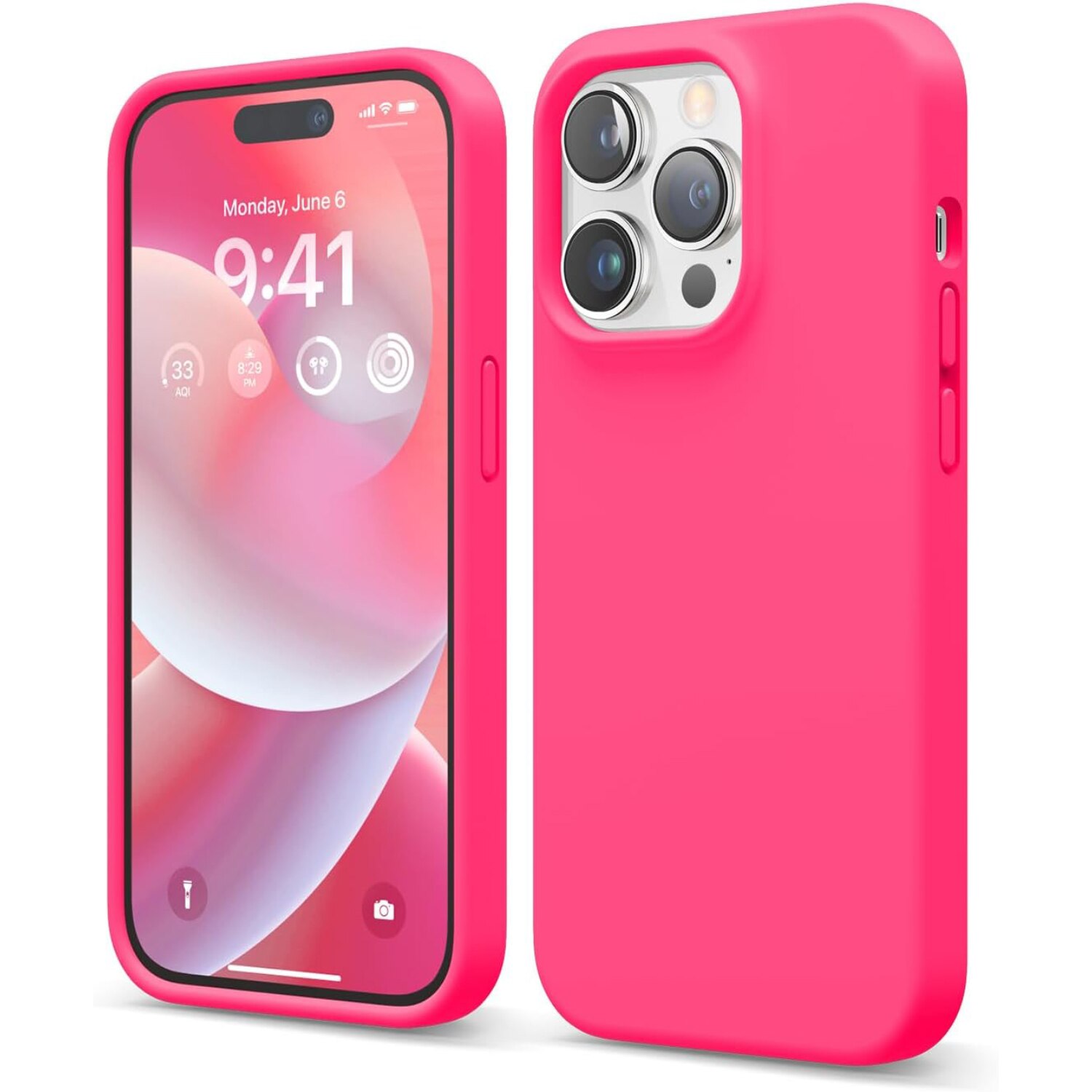Husa pentru iPhone 16 Pro Max DaDen®, Ultra Slim, Silicon, Calitate Premium, Interior din microfibra, Roz neon