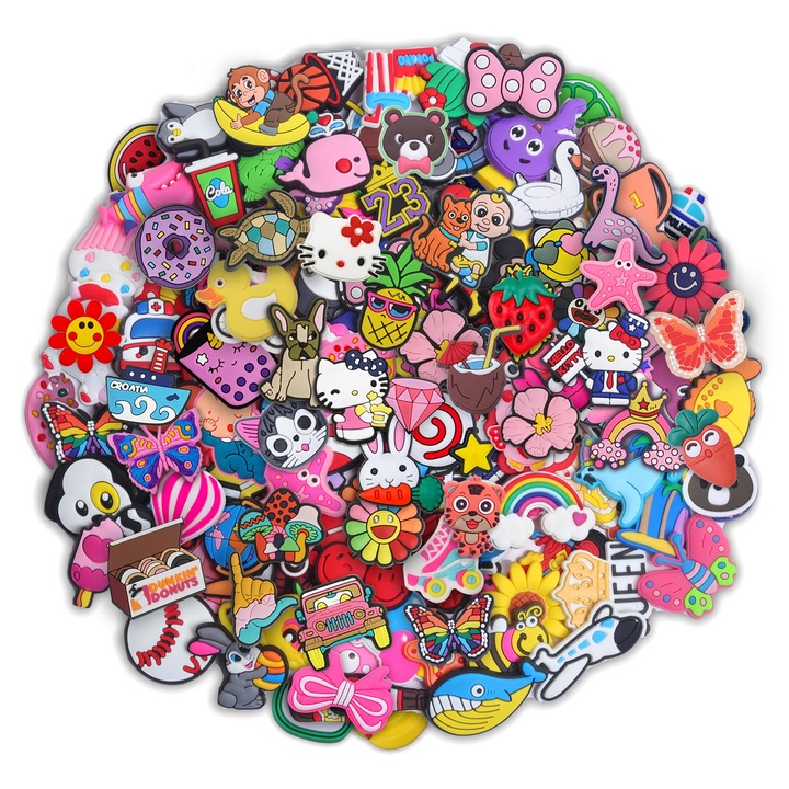 Set pandantive RUICHENZHE, 30 bucati, PVC, modele desene animate, multicolor