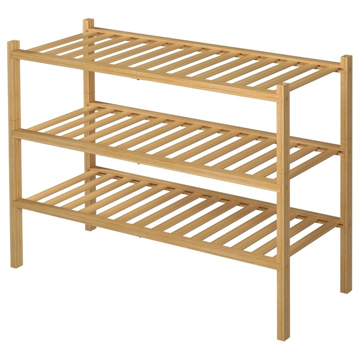 Suport pentru pantofi, Vienod, din bambus natural, 3 niveluri, 68x27x50cm, culoare natur