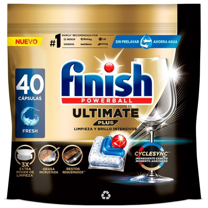 Detergent de vase pentru masina de spalat Finish Ultimate Plus, 40 tablete