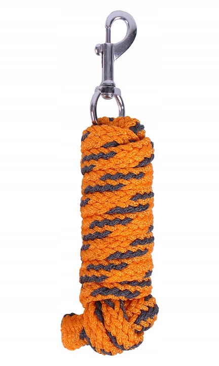 Lonza echitatie QHP, material moale, carabiniera argintie, portocaliu, 2m