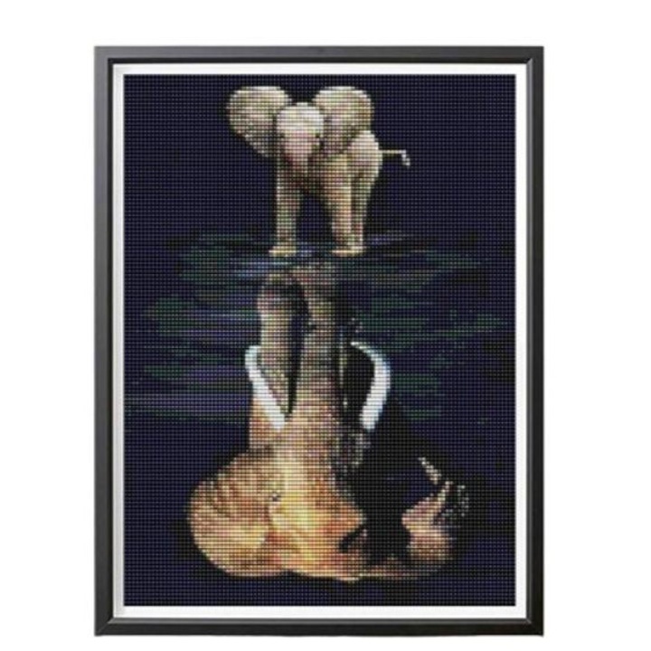 Pictura cu diamante elefant, Sunmostar, design unic, 30x40cm, negru