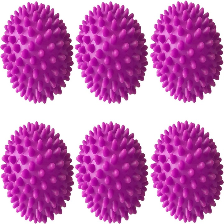 Set 6 bile de spalat, Sunmostar, violet, 6cm diametru, protejeaza hainele