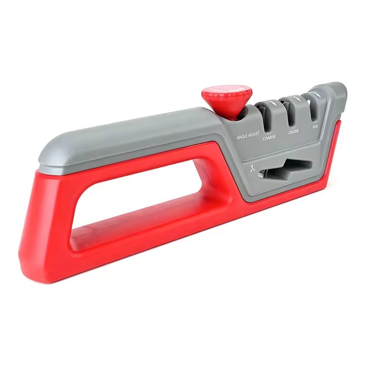 Dispozitiv pentru ascutit cutite si foarfece, reglaj unghi de ascutire, 23 cm, 160grame, rosu-gri AVI-4550