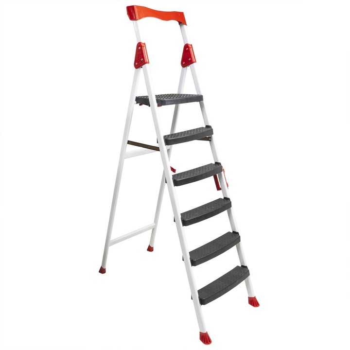 Scara metalica 5 trepte plus platforma, alb Z-TOOLS / ZLN 1666