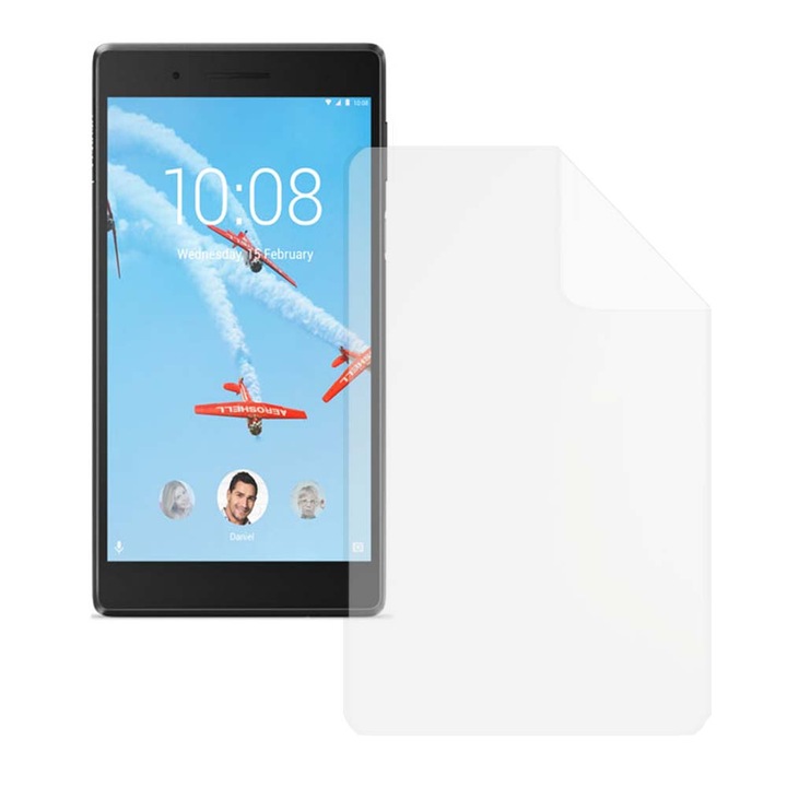 Силиконово фолио COMANDO TAB PROTECT с висока разделителна способност за Lenovo Tab 7 Essential, Anti-Shock, Устойчивост на надраскване, Ултратънък, Олеофобен слой, Висока чувствителност, Лесно нанасяне, Прозрачен
