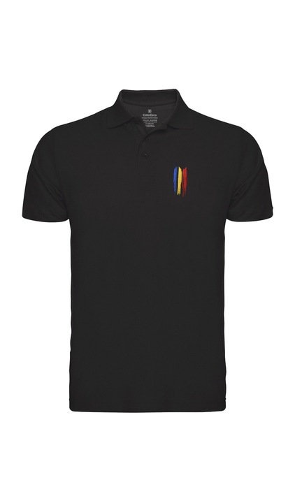 Tricou polo Tricolor, broderie, densitate mare, barbat, culoare neagra, CRP111 3368