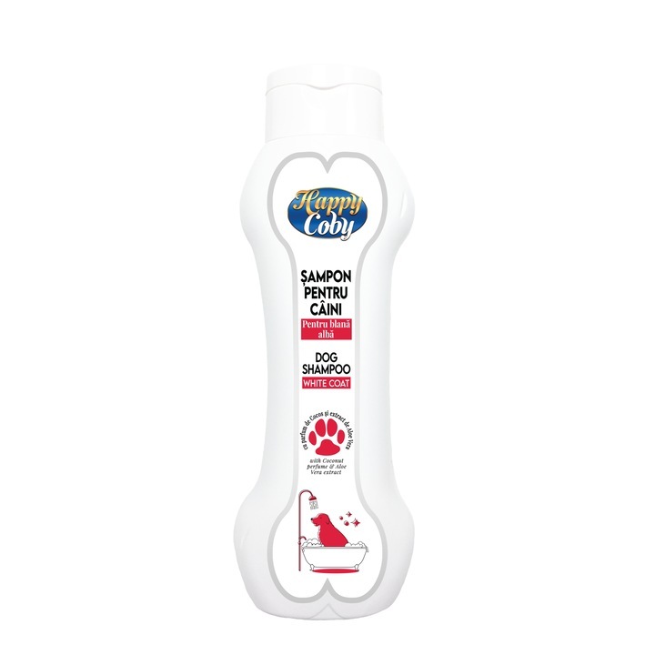 Sampon Caini Blana Alba, Happy Coby, cu extract de Aloe Vera, 300ml