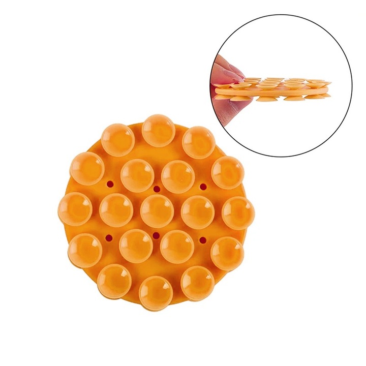 Telefontartó tapadókorongokkal, kerek - Techsuit (SO-CUP) - narancssárga