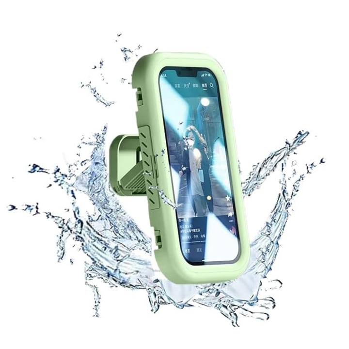 Suportul Adeziv Universal cu Ventuze, Ideal pentru Tik-Tok, Selfie si Vizionare Video, Compatibil cu Telefoane sub 7 inch, SKDR SplashProof LC-999 - Verde