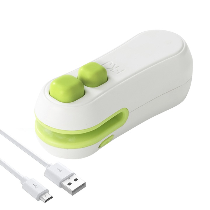 Mini etansare pentru pungi, etansare si taiere termica 2 in 1 reincarcabila, etansare cu vid cu caldura portabila, masina portabila de etansare pentru pungi de plastic, gustari si biscuiti proaspete, alb