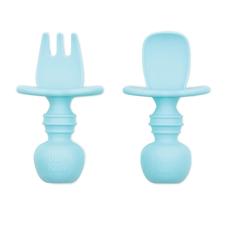 Lingurite moi din silicon pentru bebelusi, Sunmostar, set, culoare albastra, usor de curatat