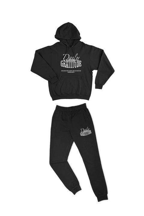 Trening pentru barbati personalizat cu imagine Daily Gratitude, Bumbac, Negru, XL