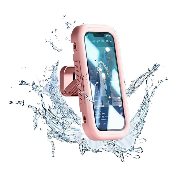 Suportul Adeziv Universal cu Ventuze, Ideal pentru Tik-Tok, Selfie si Vizionare Video, Compatibil cu Telefoane sub 7 inch, SKDR SplashProof LC-999 - Roz