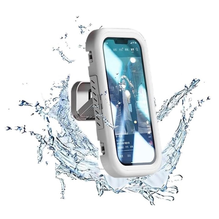Suportul Adeziv Universal cu Ventuze, Ideal pentru Tik-Tok, Selfie si Vizionare Video, Compatibil cu Telefoane sub 7 inch, SKDR SplashProof LC-999 - Alb