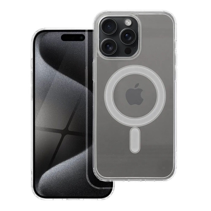 MagSafe védőburkolat iPhone 16 Pro-hoz, szilikon TPU, Clear Mag Cover, Ultra Safe Camera, Optim Solution, Transparent