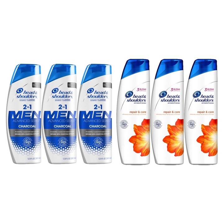 Set Igiena Head&shoulders 6 x Componente, 3 x derma x balsam 200ml lapte cocos aloe, 3 x derma x sampon&balsam 225ml 2in1 anti cadere, testat dermatologic, prospetime de lunga durata, delicat pentru scalp, non-toxic, eco-friendly, aspect stralucitor
