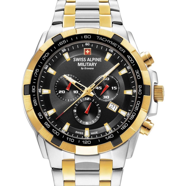 Ceas barbatesc Swiss Military 7043.9144, Quartz, 47mm, 10ATM, Argintiu