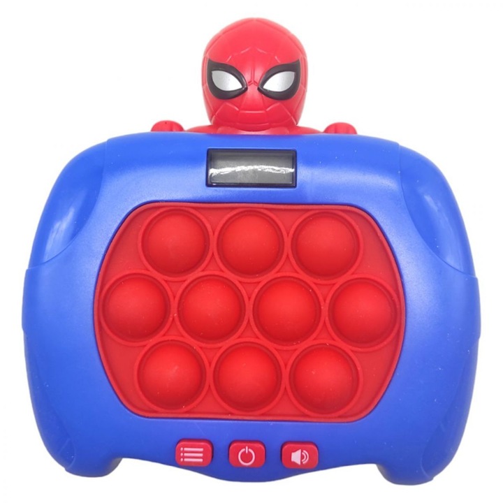 Jucarie Pop It Electronic, consola, cu sunete si lumini, antistres, senzoriala, ajuta memoria si indemanarea, model Spiderman cu afisaj, SALLMA®