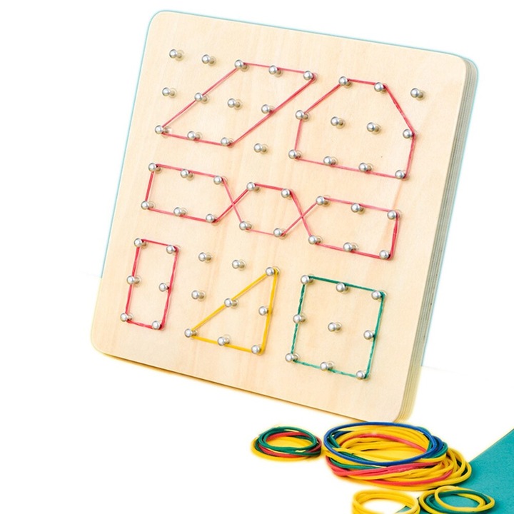 Joc Montessori Geoboard cu elastice, SarAlma