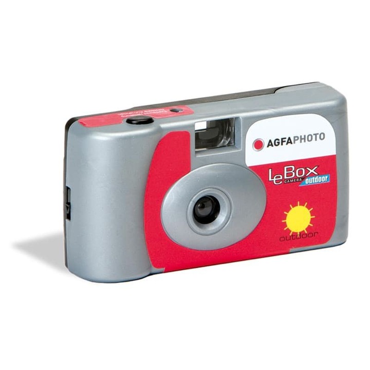 Aparat foto compact, Agfaphoto, LeBox Outdoor, 27 Poze, 28 mm, 96 x 25 x 57 mm, Gri / Rosu
