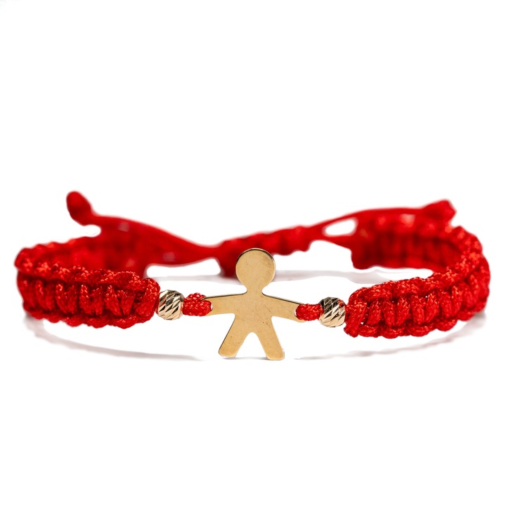 Gyermek arany karkötő, fiúval és 2 db 14k arany golyóval