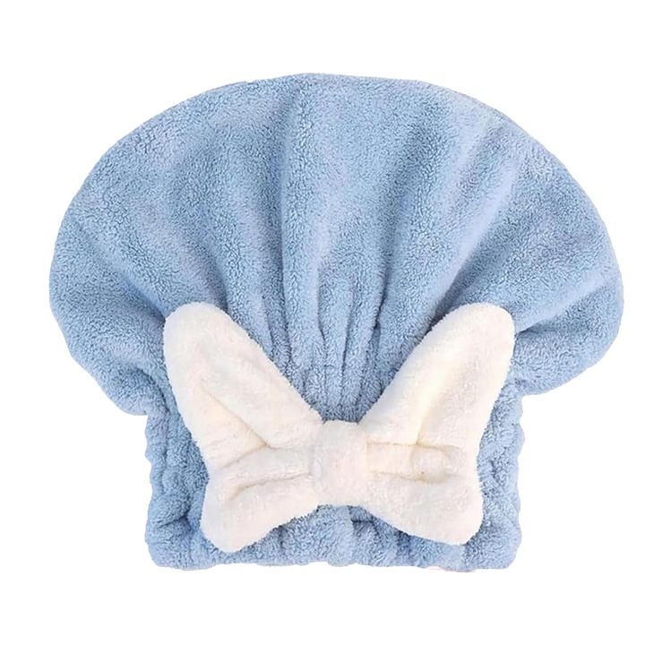 Супер абсорбиращи кърпи за коса за мокра коса, микрофибърни шапки за сушене на коса, абсорбираща бързосъхнеща шапка за къдрава гъста коса, бързосъхнеща тюрбанска шапка за коса за момичета и жени, синя