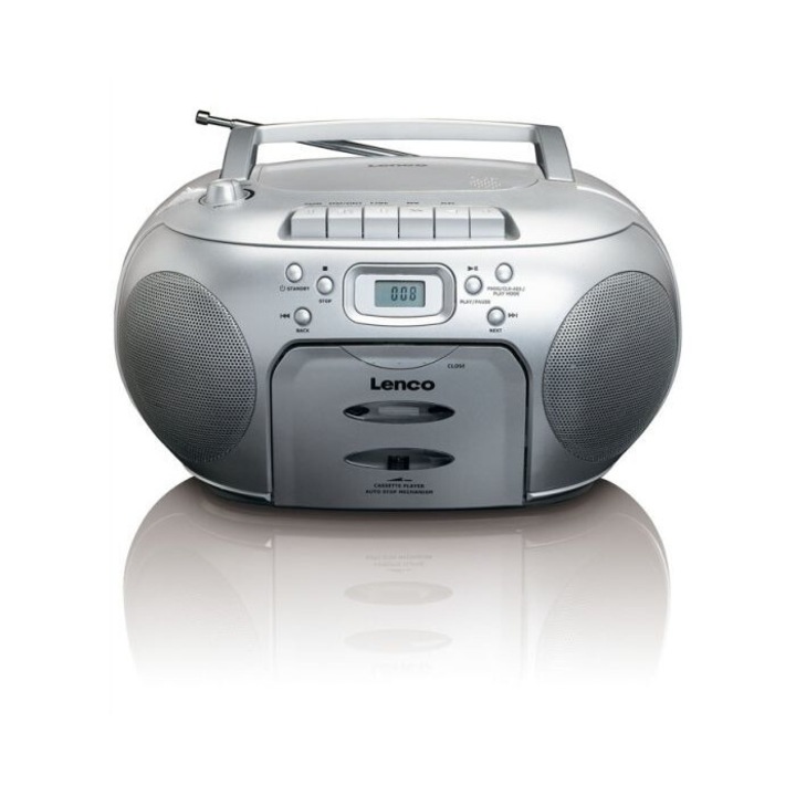 Касетофон Lenco, SCD-420SI, FM, CD, AUX, сребрист