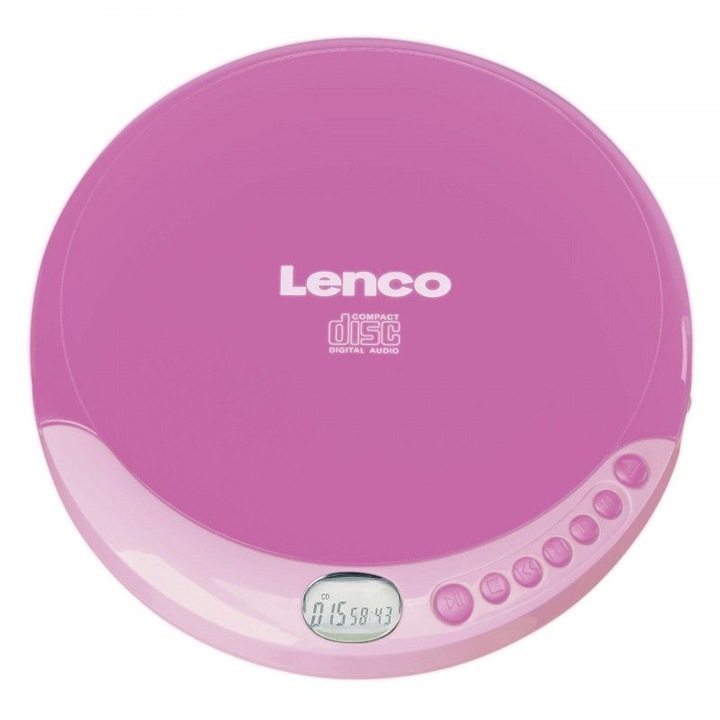 Преносим CD плейър Lenco CD-011, розов, AUX връзка