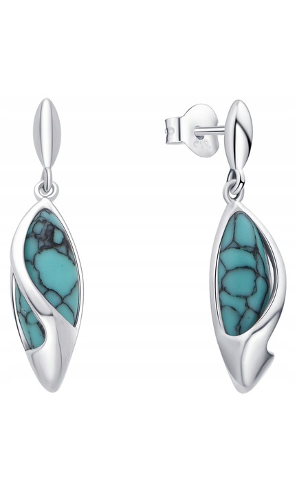 Дамски сребърни обеци Mennica Bydgoska, Тюркоаз, Сребро 925