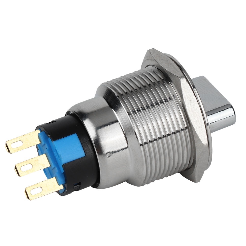 Comutator rotativ din otel inoxidabil, 19mm, IP67, 3 pini, 2