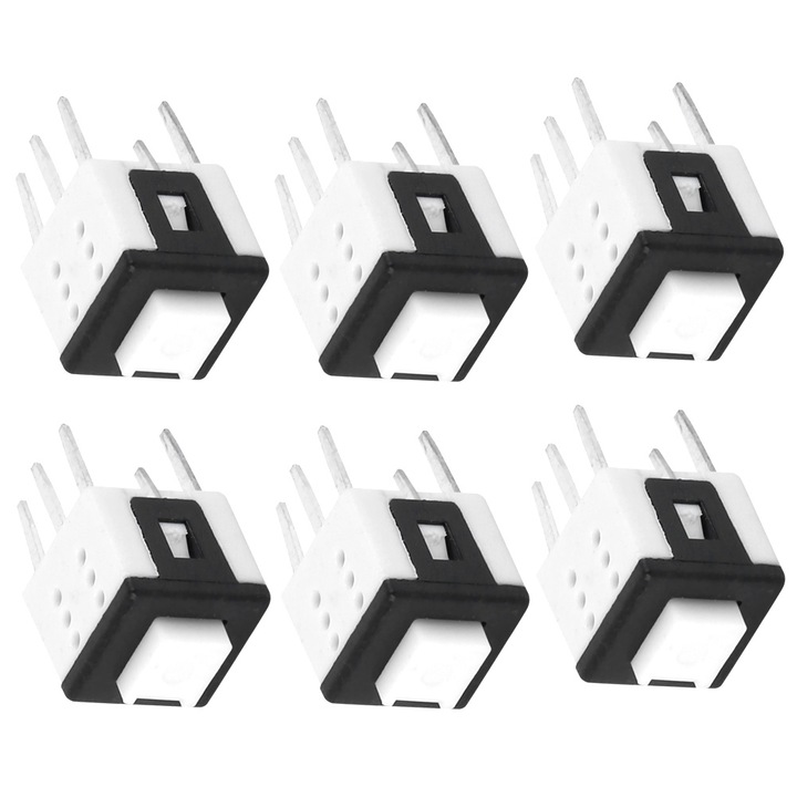 100 db önzáró reteszelő kapcsoló készlet, 6 tűs lapos fejű műanyag, 5,8x5,8 mm