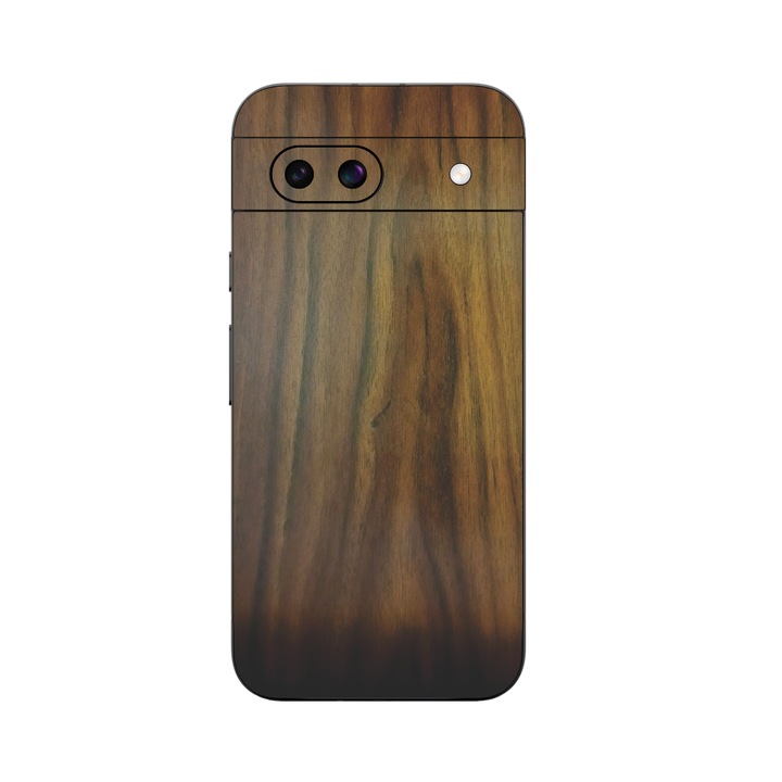 Folie iSkinz pentru Google Pixel 8a - Lemn Nuc, 360 Cut, Skin Adeziv Full Cover, Protectie Carcasa Spate si Laterale