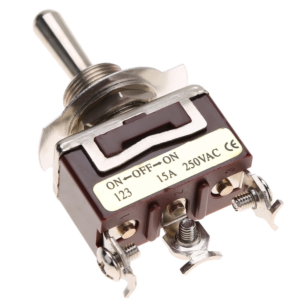 Comutator toggle 3 pozitii, longziming, 3 pini, 12mm, 15A, 250VAC