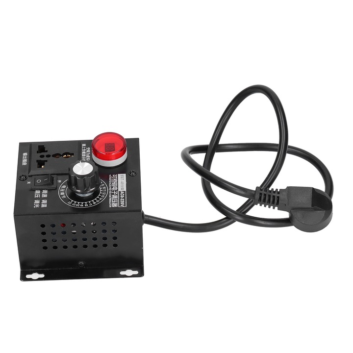 AC регулатор на напрежение 4000W, Enforose, електронен димер, 0-220V регулируем, 9A, 6см x 10см x 9см x 11.5см